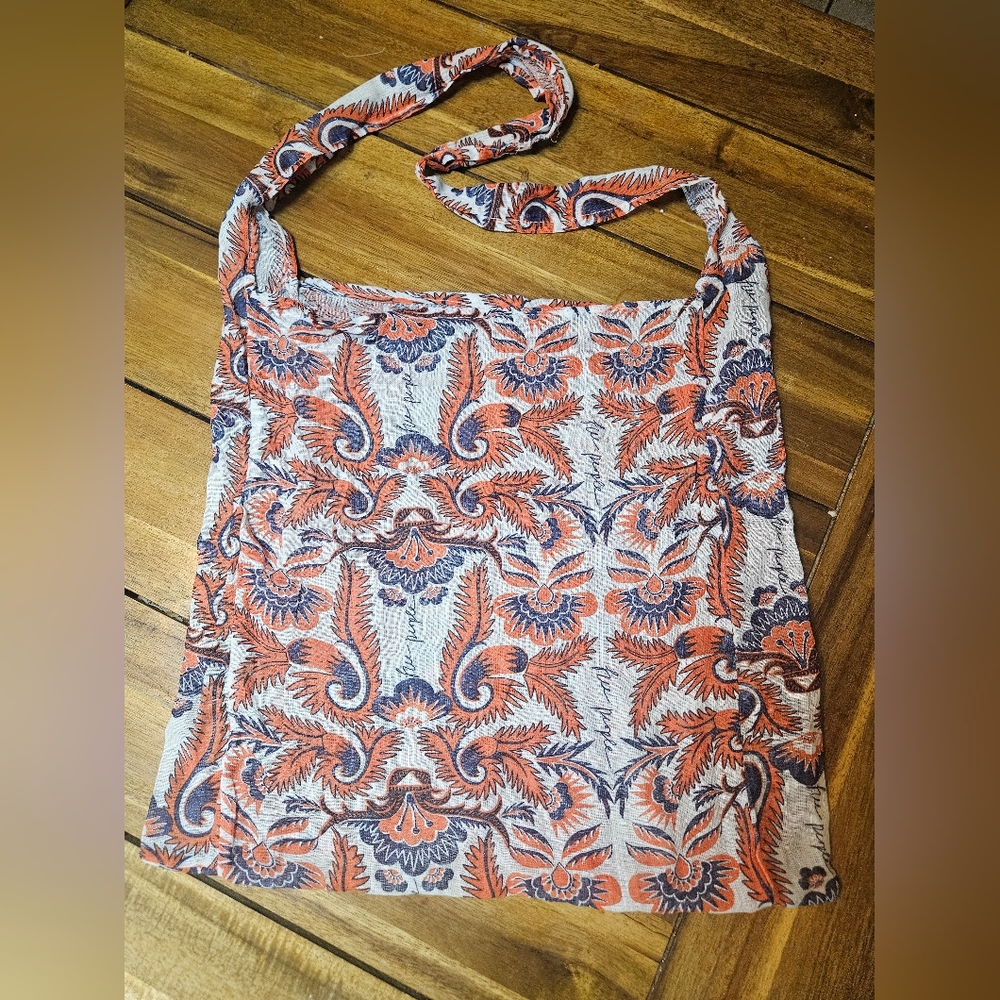 Free People Paisley Print Sling Shoulder Bag Boho Festival Tote